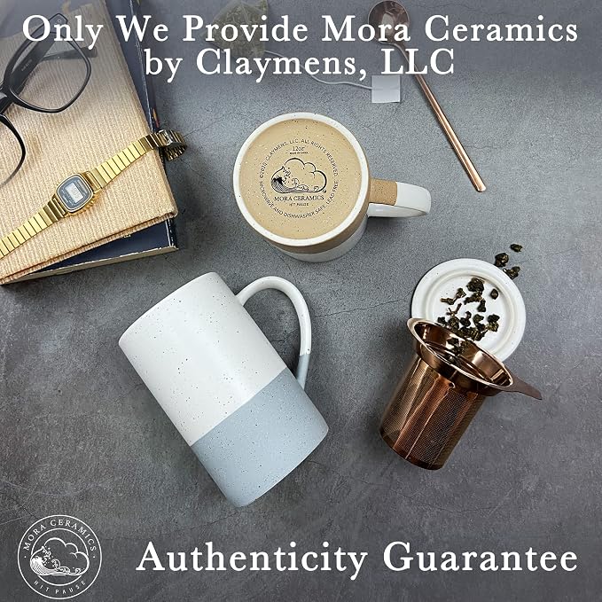 Mora Ceramics Tea Cup with Loose Leaf Infuser, Spoon and Lid, 12 oz, Microwave - Image 8