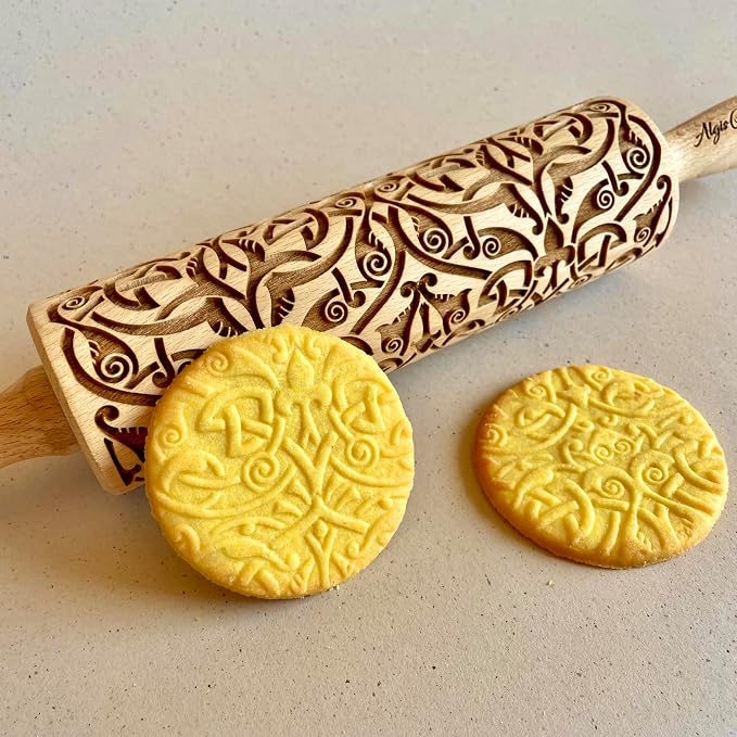 FLEUR DE LIS KNOT Embossing Rolling Pin. Dough Roller - Image 3