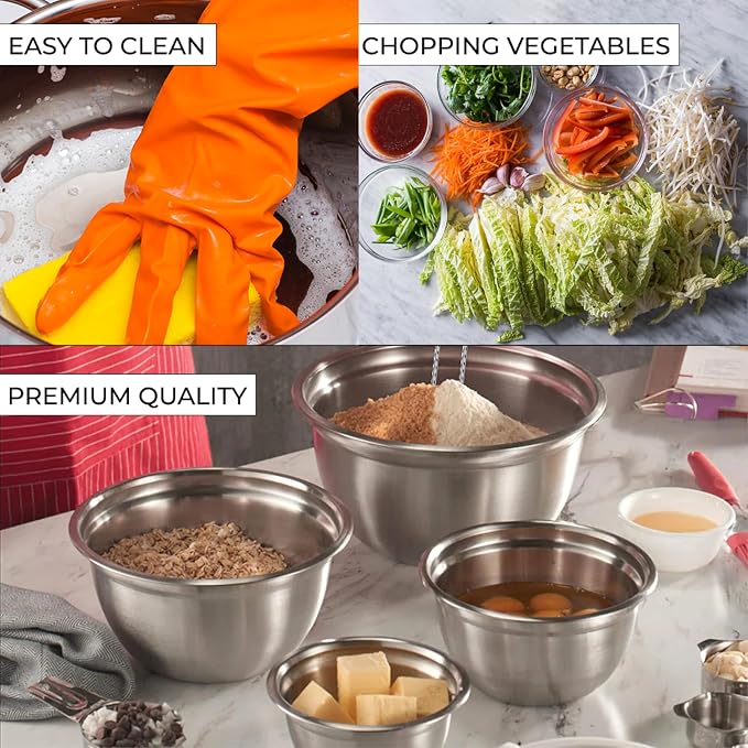 AVADOR Premium Brushed Stainless Steel Mixing Bowls Sets, Space Saving - Image 5
