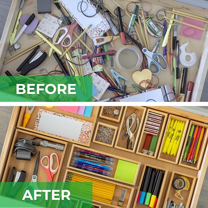 Grow Forward Bamboo Drawer Organizer Boxes - Image 4