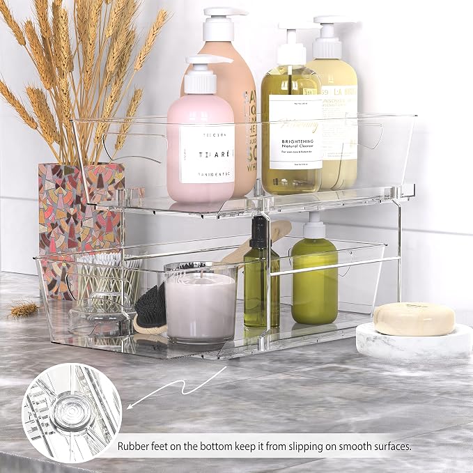 Simple Houseware 2 Tier Basket Drawer Cabinet Pull-Out Organizer - Image 7