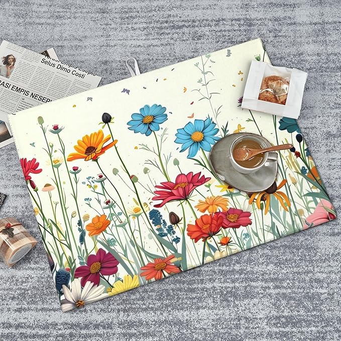 Butterfly Flowers Dish Drying Mat 18x24 Inch, Microfiber Absorbent Fast Dry Mat - Image 7