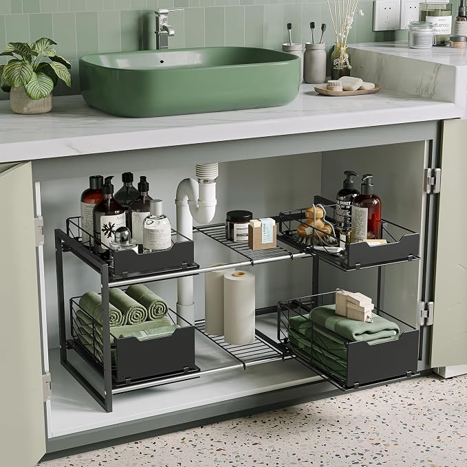 NETEL Adjustable Under Sink Organizers and Storage, Expandable Cabinet Storage by NETELOfficial