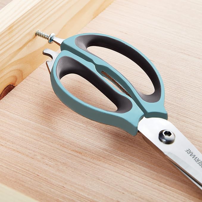 Farberware 4-in-1 Kitchen Shears, Aqua and Gray - Image 9
