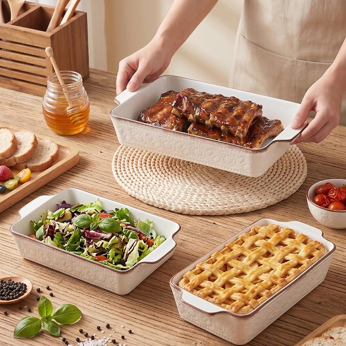 ONEMORE Casserole Dishes for Oven, Ceramic Baking Dish Set of 4, Non-Stick - Image 4