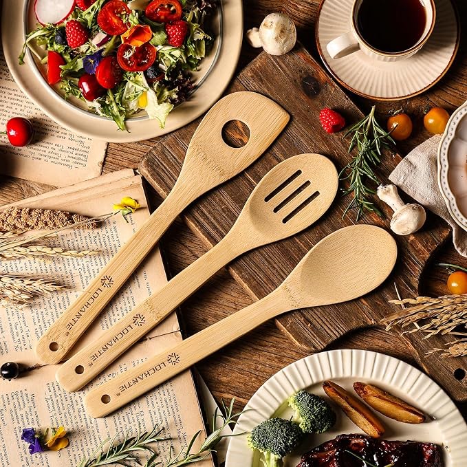Wooden Spoons for Cooking Bamboo Utensils Set - Image 4