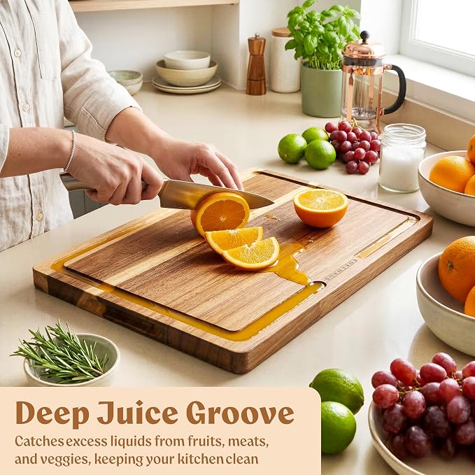 Acacia Wood Cutting Board for Kitchen, Non-Toxic Cutting Board Set of 3 - Image 8