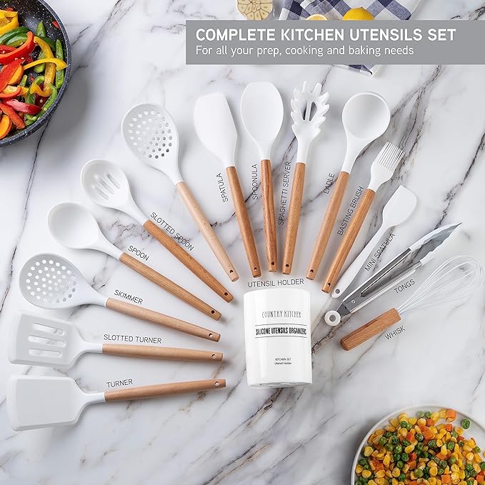Country Kitchen Non Stick Silicone Utensil Set - Image 2