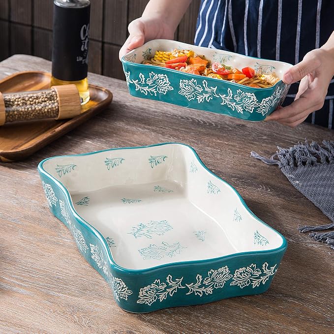 Baking Dish Casserole Dish Ceramic Lasagna Pan 2-Pcs Bakeware Sets Baking - Image 4
