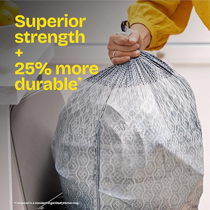 Glad ForceFlex MaxStrength Drawstring XL Kitchen Trash Bags, 20 Gal, 80 Ct - Image 5