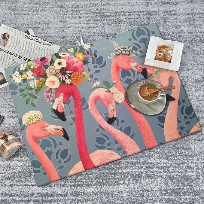 Flamingo Flowers Dish Drying Mat 18x24 Inch, Microfiber Absorbent Fast Dry Mat - Image 7