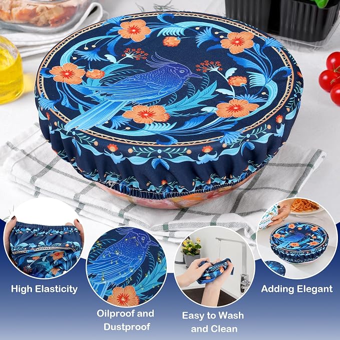 5 Pieces Bowl Covers Reusable, 5 Size Elastic Cloth Bowl Covers - Image 7