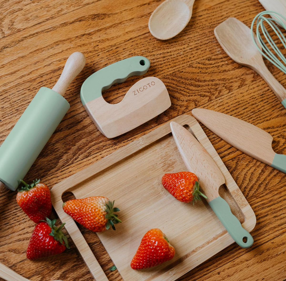 Wooden Cooking & Baking Set for Kids - Safe & Real Toddler Kitchen