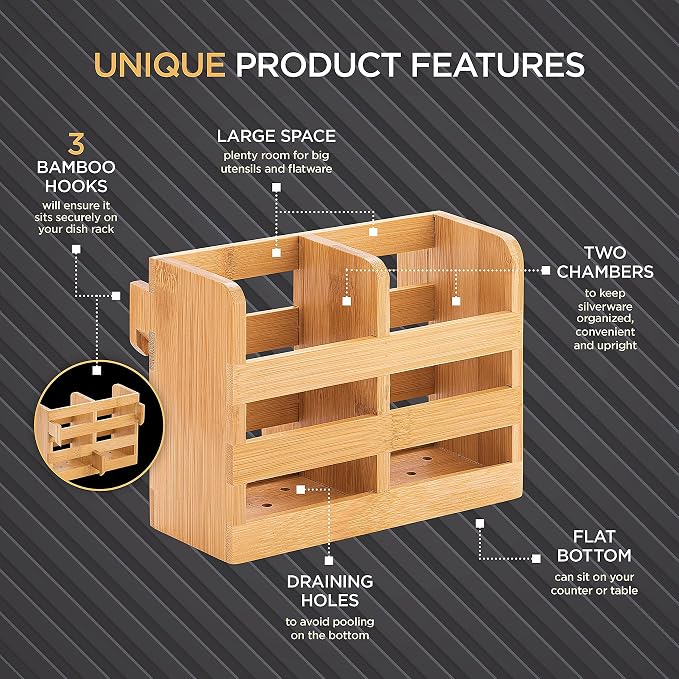 Bamboo Utensil Holder for Dish Rack - Image 2