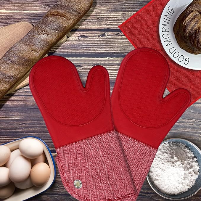 Professional Microwave Silicone Oven Mitts one Pair, Kitchen Mitten Set - Image 7