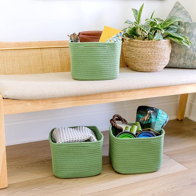 NaturalCozy Storage Cubes 9”x9”x7”Cotton Rope Woven Baskets - Image 9