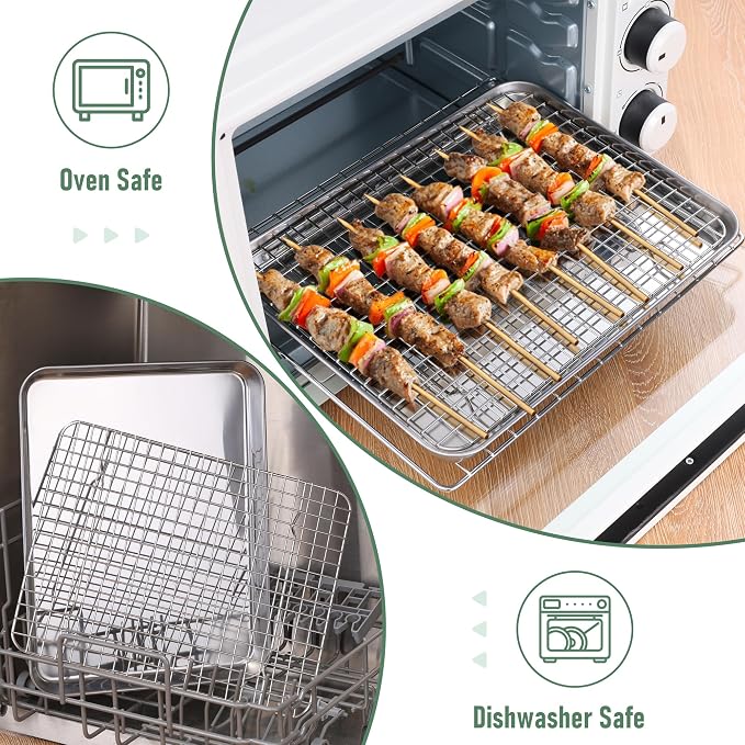 Homikit Baking Sheet with Wire Rack Set, Metal Bacon Cookie Trays Nonstick - Image 7