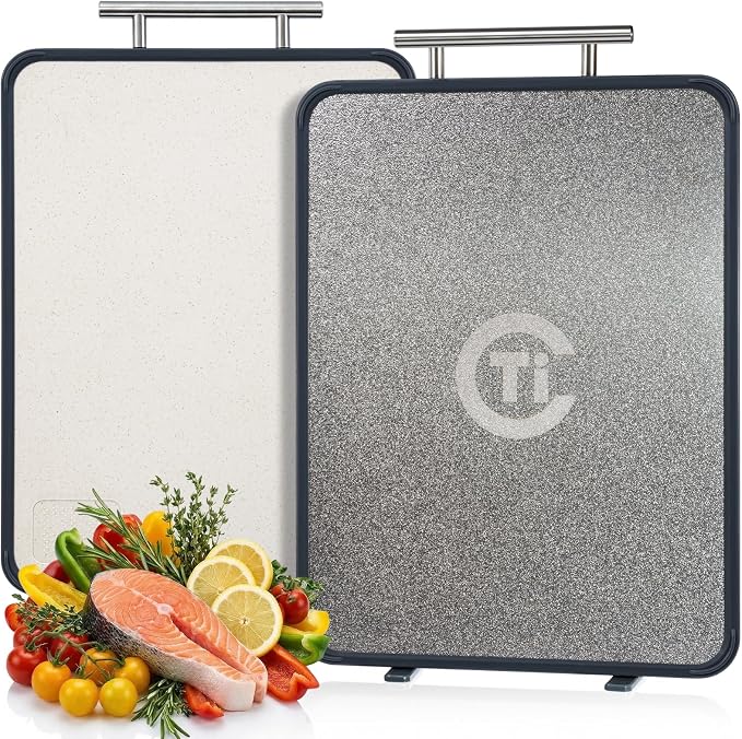 Titanium Cutting Board for Kitchen- Double Sided Chopping Board by HealthyCookingHappyLiving
