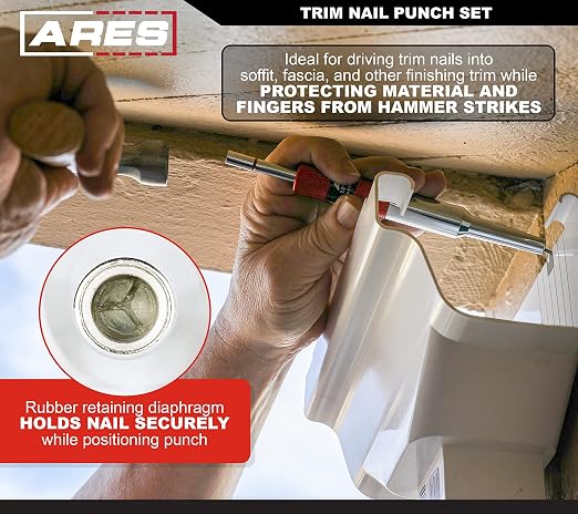 ARES 10117 2-Piece Trim Nail Punch Set 6-Inch and 7.5-Inch Punches Drive Nails - Image 3