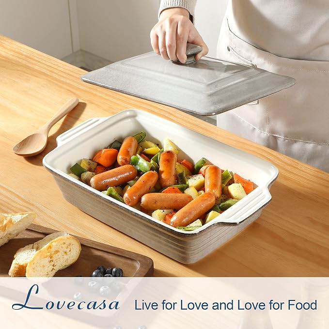 LOVECASA 4.5 Quart Ceramic Casserole Dish - Image 2