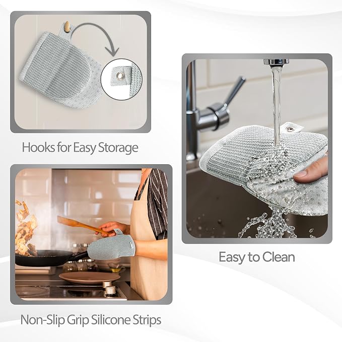 Casa Platino Heat Resistant Oven Mitts & Potholders, 4-Piece – Oven Mitt and - Image 6