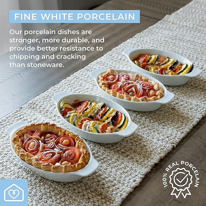 Heartland Home Porcelain Mini Casserole Dish Oval Au Gratin Dish. Cauliflower - Image 5