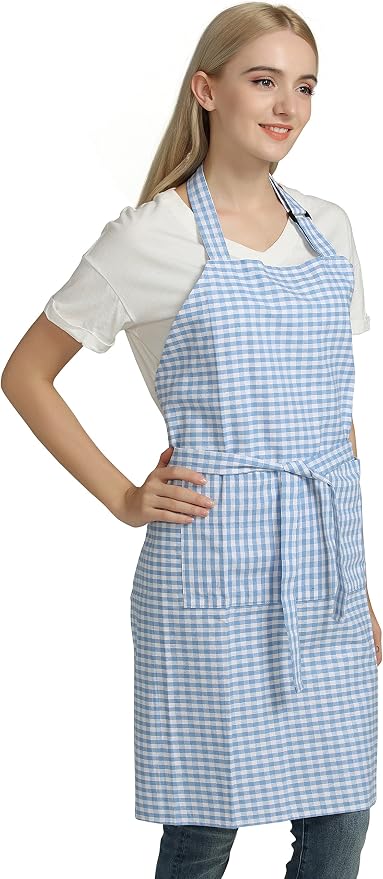 Vintage Gingham Kitchen Aprons Chef Bib Canvas Aprons Christmas Holiday Home - Image 4
