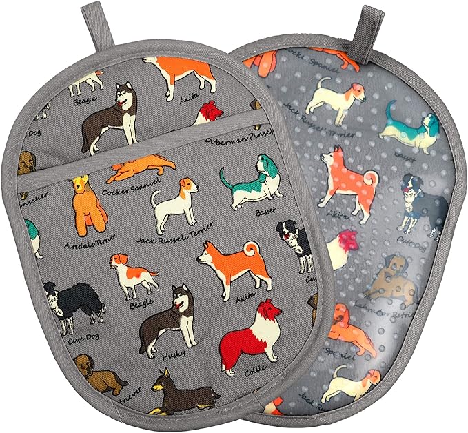 Pot Holders Set of 2 with Transparent Clear Silicone Shell and Nice Dog by REDLMLDETA