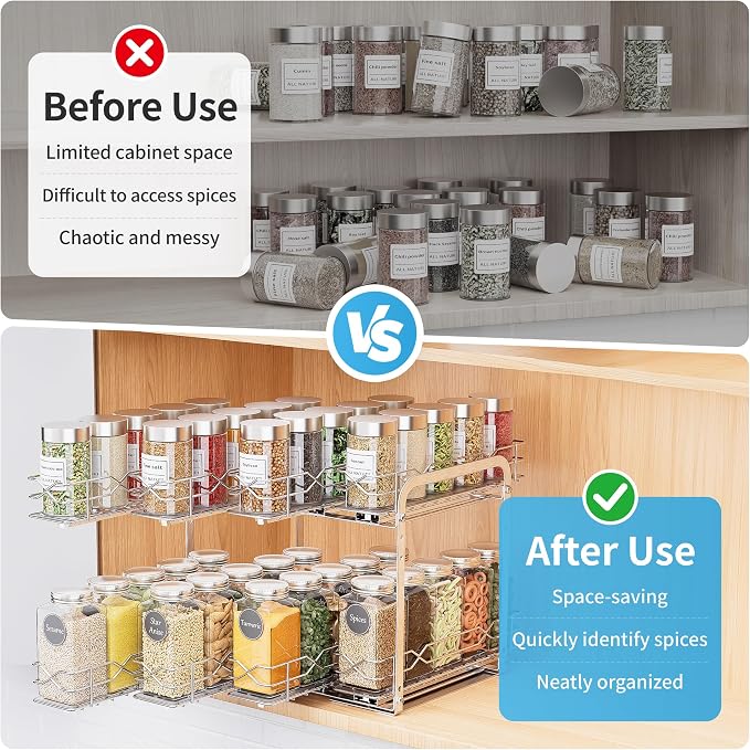 BOIVSHI Spice Rack Organizer, Heavy Duty Vertical Spice Rack Pull Out - Image 5