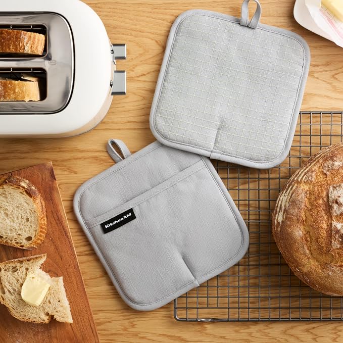 KITCHENAID Gourmet Series Gridlines Pot Holders 2-Pack Set, Heat Resistant up - Image 2