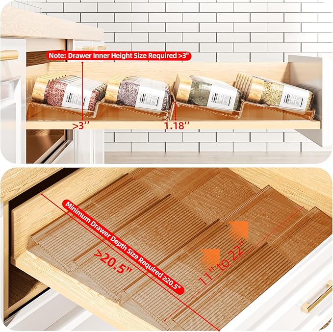 MUDEELA Clear Spice Drawer Organizer, 4 Tier- 2 Set Spice Rack - Image 2
