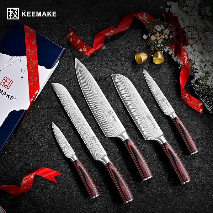 KEEMAKE Knife Set 5 Pieces, Professional Kitchen Knife Set, High Carbon - Image 8