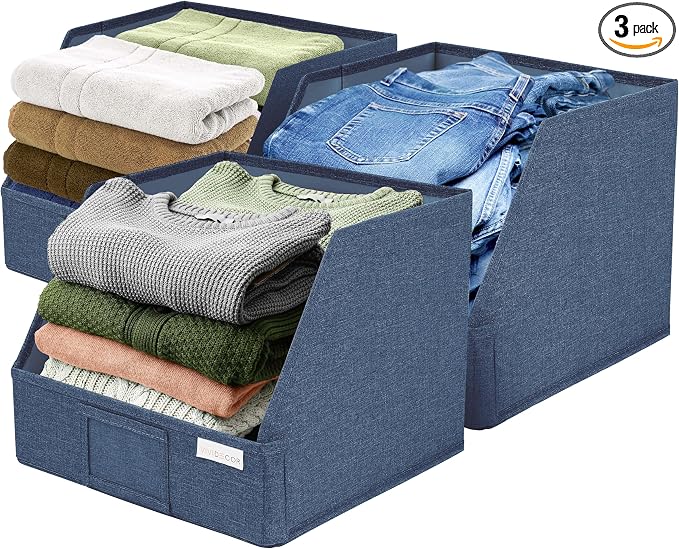 VIVIDECOR Open Front Trapezoid Storage Bins 12x12x10 – Easy Access Closet Shelf by VIVIDECOR