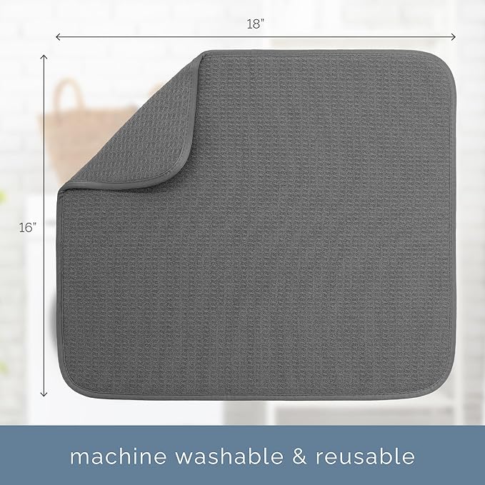 S&T INC. Dish Drying Mat, 16” x 18”, Absorbent Microfiber Kitchen Counter Mat - Image 6