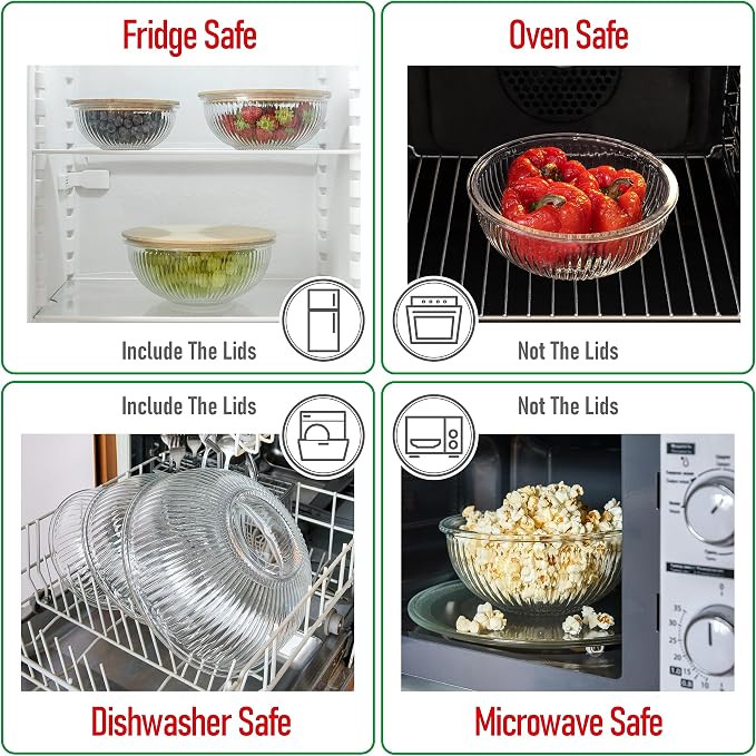 Stackable Space-Saving Nesting Set of 3 Glass Bowls - Image 6