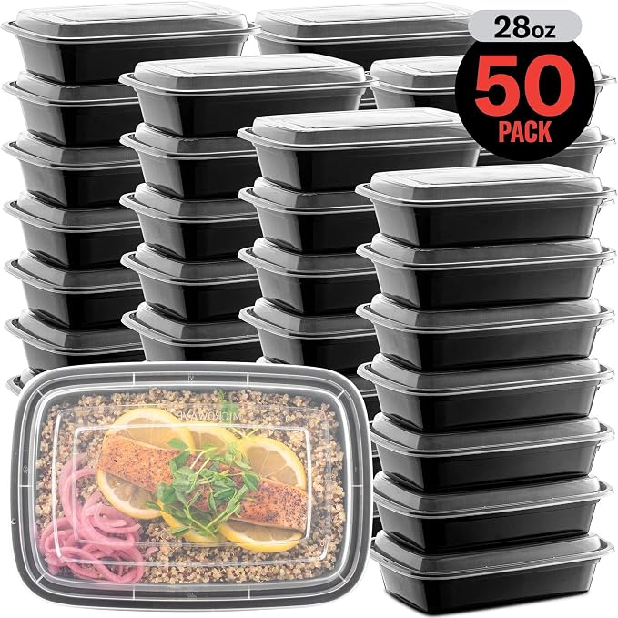50-Pack Reusable Meal Prep Containers Microwave Safe Food Storage Containers - Image 8
