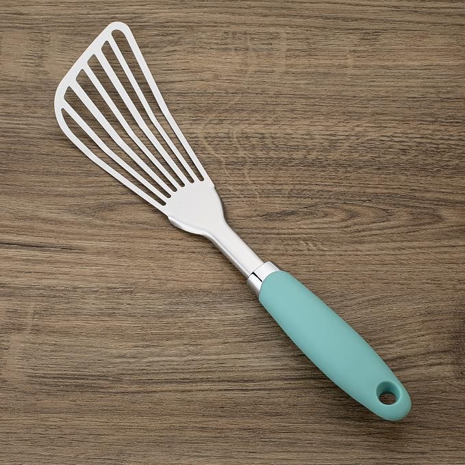 304 Stainless Steel Fish Spatula, Non-Slip Ergonomic Handle Slotted Spatula - Image 5