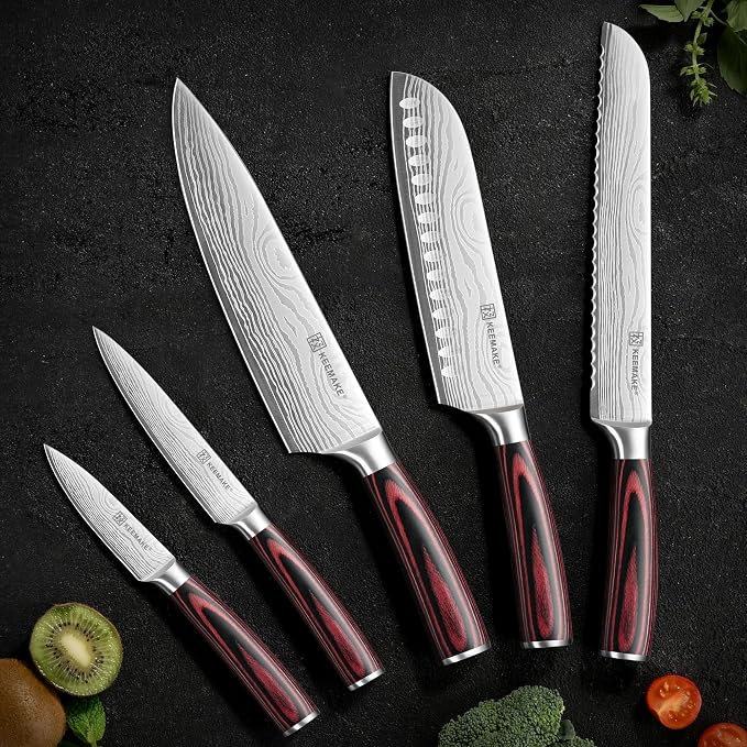 KEEMAKE Knife Set 5 Pieces, Professional Kitchen Knife Set, High Carbon - Image 9