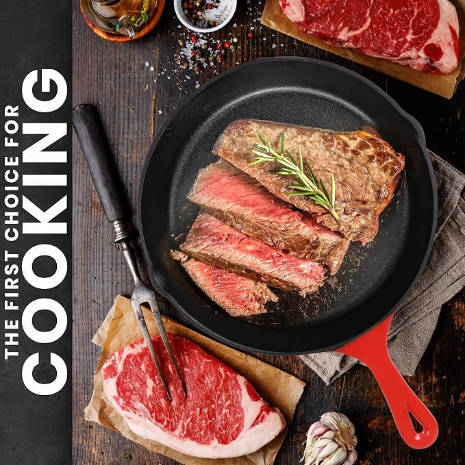 Utopia Kitchen Cast iron Skillets 3 Piece Set, Chefs Pan, Pre Seasoned Cast - Image 6