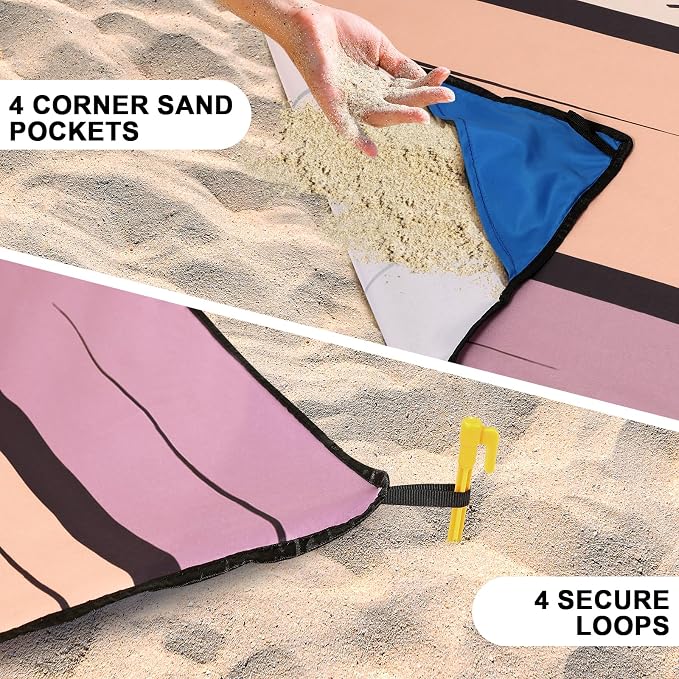 HIHOHO Beach Blanket Waterproof Sandproof Extra Large Beach Mat 79" X - Image 2