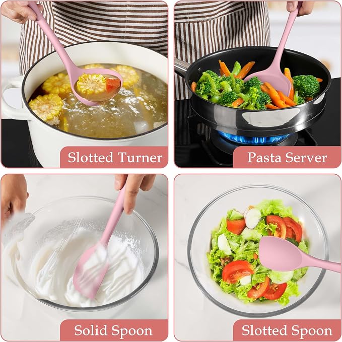 LIANYU Kitchen Silicone Utensils Set, Heat Resistant Kitchen Gadgets Include - Image 6