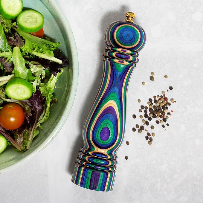 Baltique Mumbai Pepper Grinder – 8 Inch Colorful Wooden Pepper Mill - Image 2