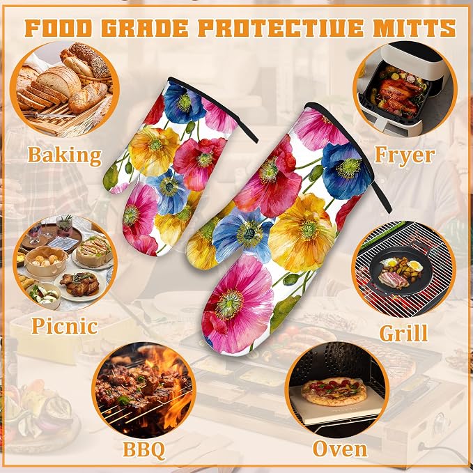 Poppy Flower Oven Mitts and Pot Holders - Image 5