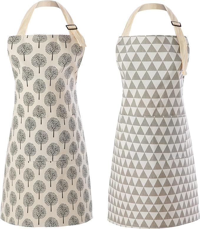 Tosewever 2 Pieces Cotton Linen Waterproof Bib Apron by Tosewever