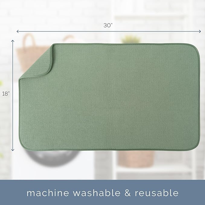 S&T INC. Dish Drying Mat Jumbo, 18” x 30”, Absorbent Microfiber Kitchen Counter - Image 6