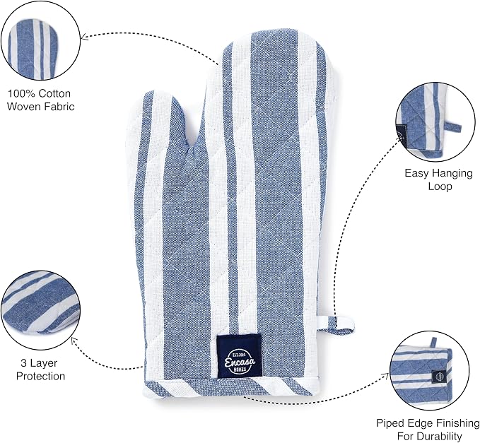 Encasa XO Long 12"x7" Oven Microwave Hand Gloves Mitts - Image 5