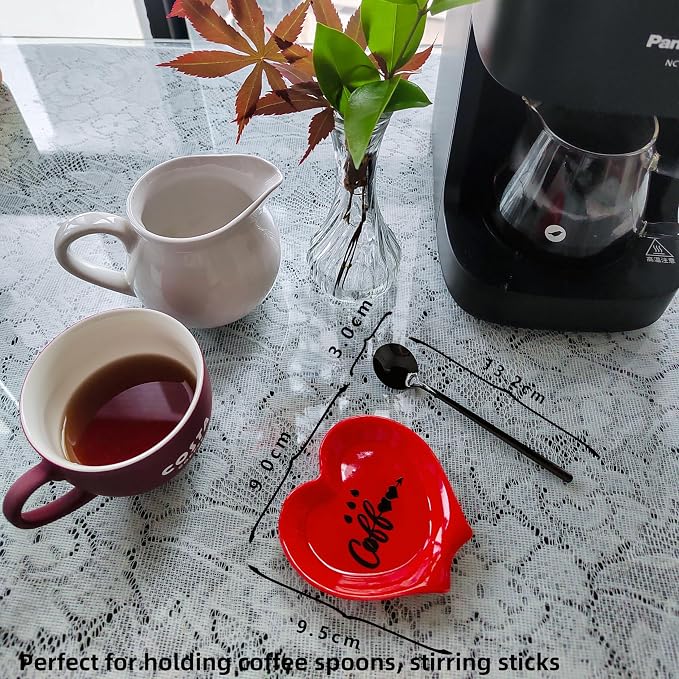 Heart-shaped Coffee Spoon Rest, Mini Coffee Spoon Holder, Small Ceramic Spoon - Image 3