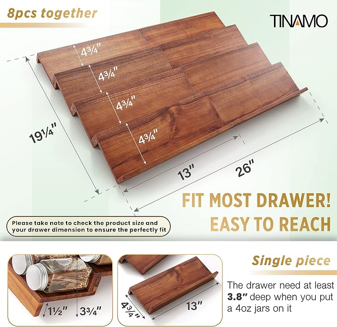 Tinamo Acacia Wooden Spice Rack Organizer - Image 5
