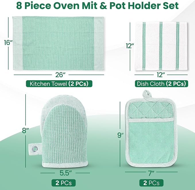 Casa Platino Potholders & Oven Mitts Heat Resistant, 8-Piece Mini Oven Mitt - Image 2