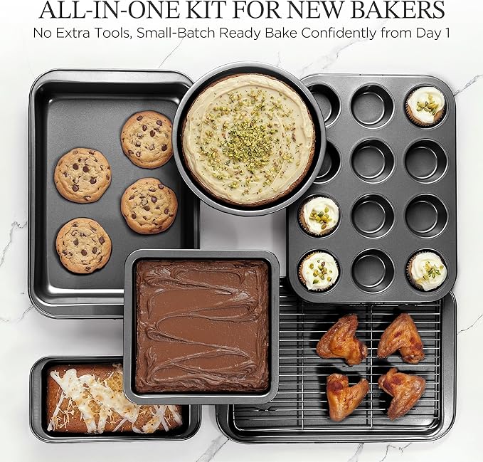 KITESSENSU Compact Baking Pans Sets, Nonstick Bakeware Sets 19-Piece - Image 6